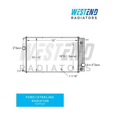 Ford / Sterling Radiator – 1996-2002 (18” Oil Cooler) Various