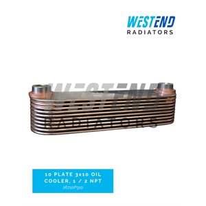 10 PLATE 3" x 10" OIL COOLER with 1 / 2" NPT CONNECTIONS